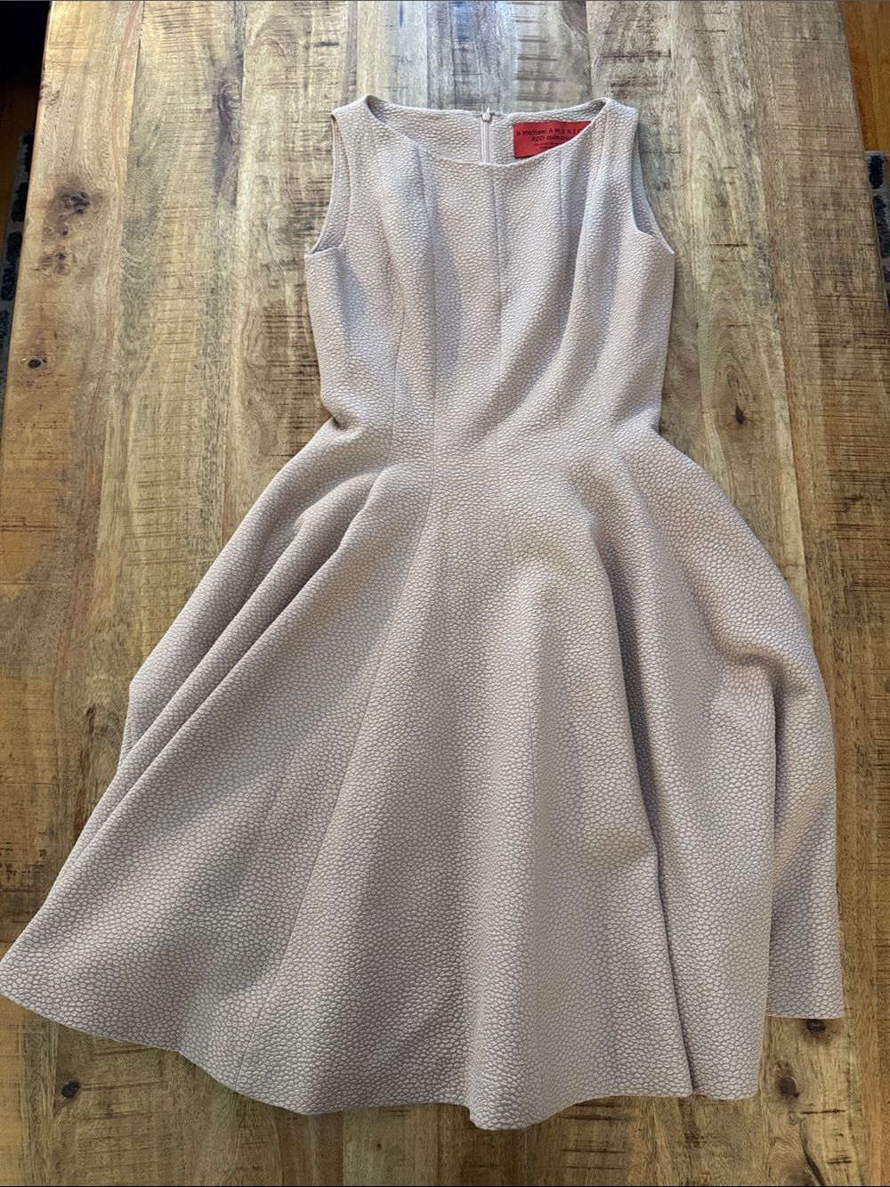 b Michael AMERICA RED COLLECTION Sleeveless Midi Fit-and-Flare Dress BEIGE Taupe
